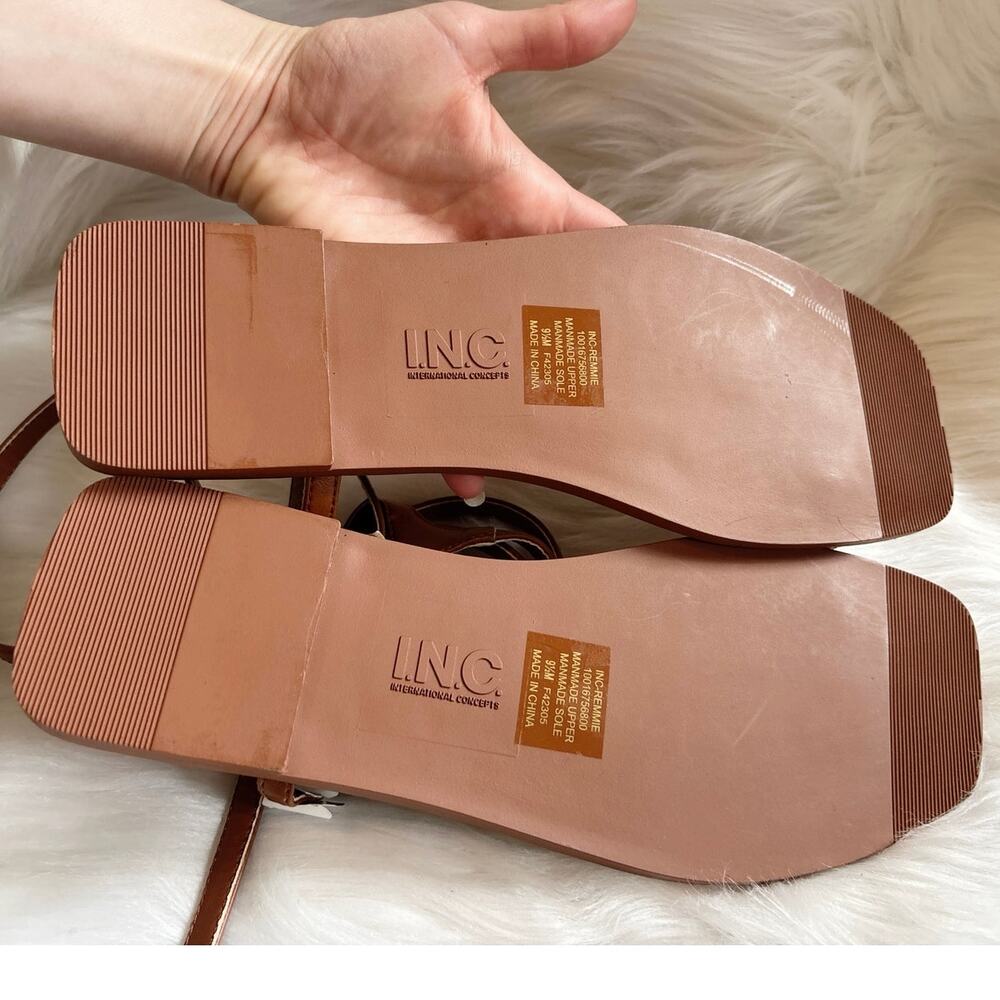 INC NWOB Tan Remmie Strappy Square Toe Sandals Size 9.5 - Picture 5 of 5